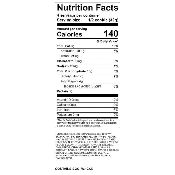 Pure Cacao Cookie Nutritional Facts